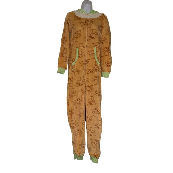 Disney Other - Disney Lucas Film Baby Yoda Pajamas Womens S 4 6 Fleece Costume One Piece PJs